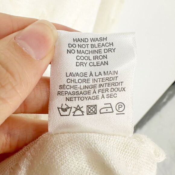 IRO Marvina Linen Long Sleeve Shredded Holes Tee in Ecru Cream Women's XS - Picture 9 of 9